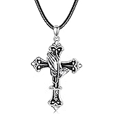 Feeot Crucifix Pendant Necklaces For Men Women Sterling Silver Cross Pendant With Stainless Steel Chain Religious Christian Jewelry Unisex Necklace For Father Christimas