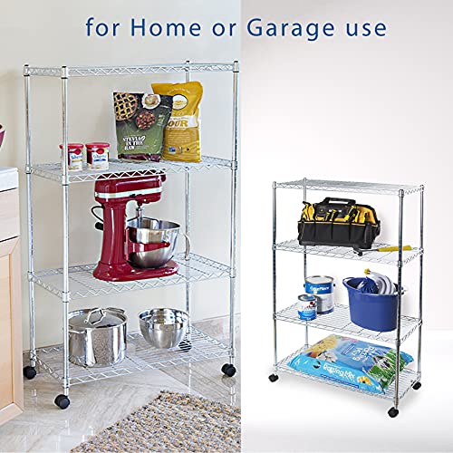 Seville Classics 4Tier Steel Wire Shelving with Wheels, 30" W x 14" D