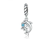 Dolphin Charm 925 Sterling Silver Animal Charm Lucky Charm Birthday Charm Love Charm for Pandora Charm Bracelet (Dolphin)