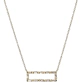 Genuine Diamond Baguette Bar Necklace-14k Gold- Fine Jewelry Solid 14k-Women's Jewelry Gift Idea