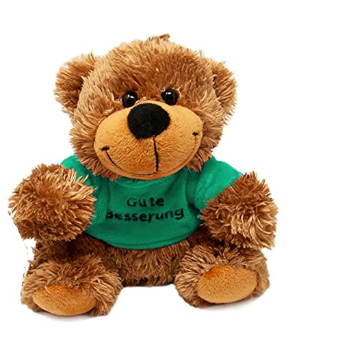 Soft Toy Get Well Sitting Bear with Turquoise Shirt Approx. 17 cm Pack of 1 Turquoise