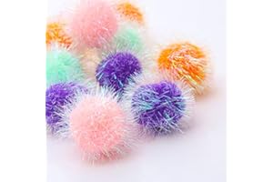 Osvela Cat Ball Toy Pom Pom Sparkle Fuzzy Balls 2 Inches Interactive Cat Toy 12 Pack