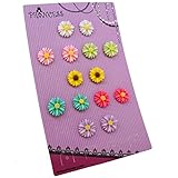 Princess-J Multi Color Flower Clip-On Earrings Fashion Jewelry, for Kids, Teen Girls, Womens (Daisy Flower)