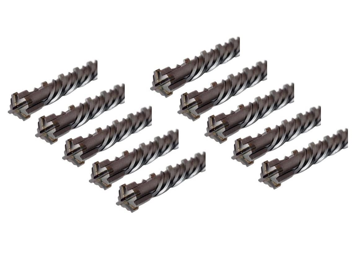 WERHE ® Professional 10 pcs. SDS Plus Concrete Drill 14 x 210 mm Hammer Stone Concrete Quadro X Quadruple Cutting Cross Cutter