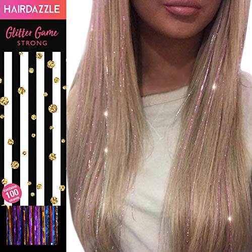 Holographic Silver Hair Tinsel Glitter Strands (100) Hair Dazzle