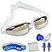 Swimming Goggles, PHELRENA Swim Goggles No Leaking Anti Fog Shatterproof UV Protection, with Silicone Nose Clip Ear Plugs and Protection Case Swim Goggles Suit for Men Women Kids-Best Swim Glasses