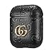 Sunnee for Airpods 1&2 Case,Luxury Leather Shockproof Airpod Cover Carabiner Headphone Designer Fashion Fun Cool Keychain Design Skin Protective Cases Ring for Girls Man Woman Air pods(Black G)