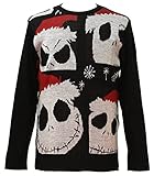 Disney Nightmare Before Christmas Sweater Jack Skellington Santa Hat Print