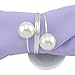 Elinq Set of 12 Pearls Napkin Rings for Wedding, Party, Holiday, Dinner Decor (Silver)