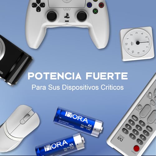 1 Hora Pilas AA, Paquete de 40 Baterias Alcalinas AA industriales LR6 1.5V, Desechables de Alto Rendimiento para Juguetes, Reloj, Despertador, Mando a Distancia portátil y Otros Dispositivos Diarios
