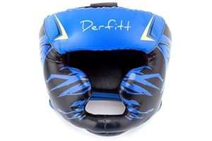 Boxing Headgear by DERFITT, Unisex Sizing from Kids to Adults, Blue