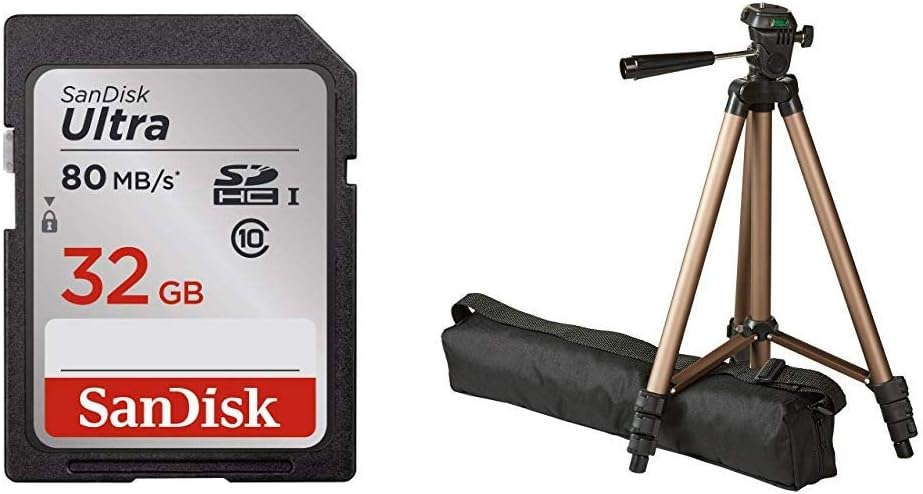 AmazonBasics 50-Inch Lightweight Tripod with Bag and SanDisk 32GB Ultra Class 10 Memory Card Bundle