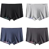 Arjen Kroos Men's Fashion Trunk Underwear 4 Pack Sexy Modal Ice Silky Boxer Briefs with Dual-Layer Color