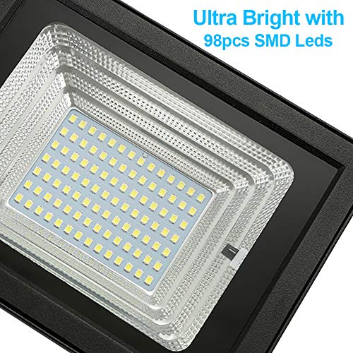 Solar Flood Lights Outdoor,JPLSK Remote Control Dual 98 LEDs 15W Solar Panel IP65 Waterproof Solar Powered Flood Light for Patio Garage Garden Driveway Yard Statute Community Sign - Thumbnail 2