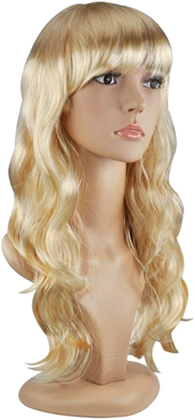 TRIXES Bombshell Wig 20in Blonde Fringe Long Hair Cosplay Fancy Dress