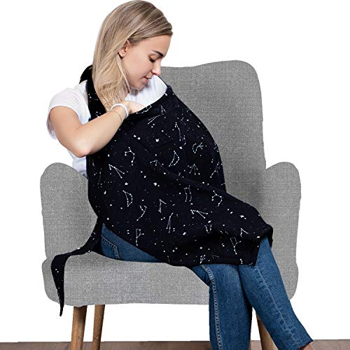 Cotton Nursing Cover – Large Breastfeeding Cover with Built-in Burp Cloth & Pocket – Soft, Breathable, Chemical-Free…