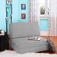 Your Zone Flip Chair Easily Converts Into a Bed - Ultra Suede Material (Silver)