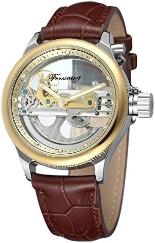 Unique Design Automatic Movemet Mechanical Watch Men Dial Hollow Skeleton Waterproof Wristwatches G-brown