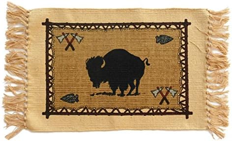 Onyx Arrow Southwest Cotton Stencil Placemats - Wildlife Buffalo