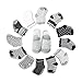 12 Pairs Baby Socks with Grips Anti-Slip Ankle Socks for Toddler Baby Boys Non-Skip Cotton Socks for 16-36 Months