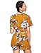 SweatyRocks Women's Boho Floral Print Spaghetti Strap Crop Cami Top With Shorts Yellow XL