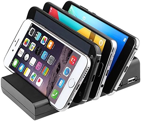 Charging Station,Elekin 4 Port USB Charging Station Dock &amp; Organizer for Smartphones, Tablets &amp; Other Gadgets – Multiple USB Charger Station &amp; Cell Phone Docking Station(Black)