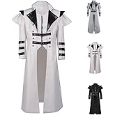 FMMOEK Medieval Costumes Steampunk Long Trench Coat Gothic Victorian Vintage Tailcoat Jacket Mens Double Breasted Zipper Coat
