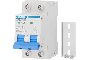 CNJIAPEI DC Miniature Circuit Breaker, 500V 2 Pole 25 Amp Isolator for Solar PV System, Thermal Magnetic Trip DIN Rail Mount, C25 DC Disconnect Switch