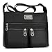 Crossbody Bags for Women,Water Resistant Lightweight Nylon with 6 Pockets Bag by ZYSUN (Black)