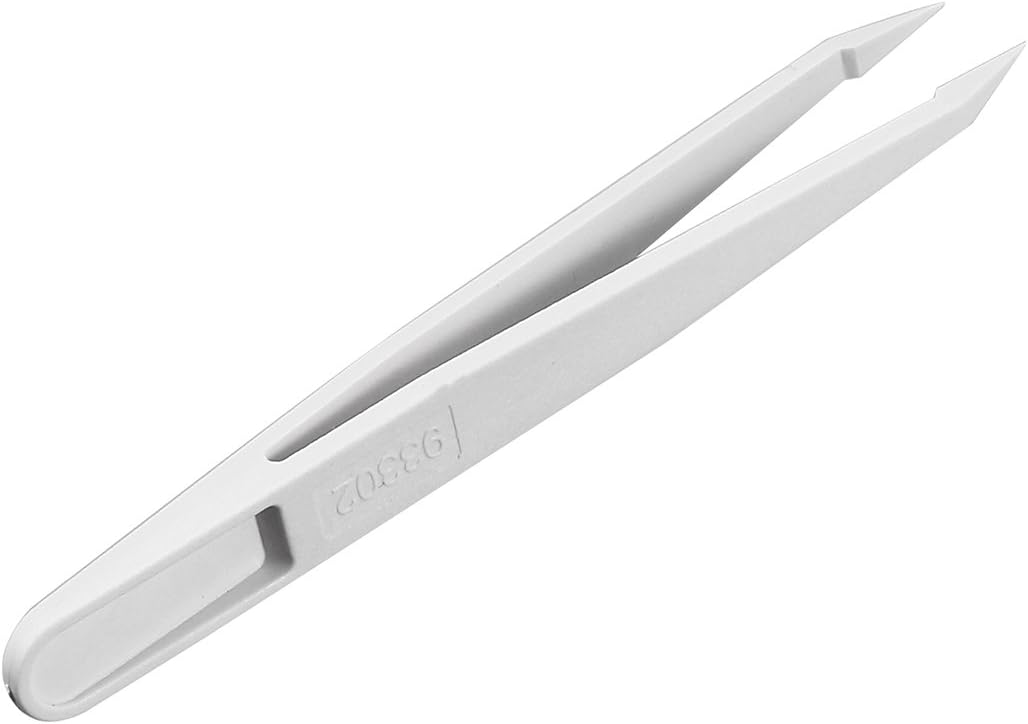 Sourcingmap Plastic Anti-Static Tweezers, Precision Slant Point Tip for Jewelry Craft DIY Beauty Electronics Repair Tools White 93302