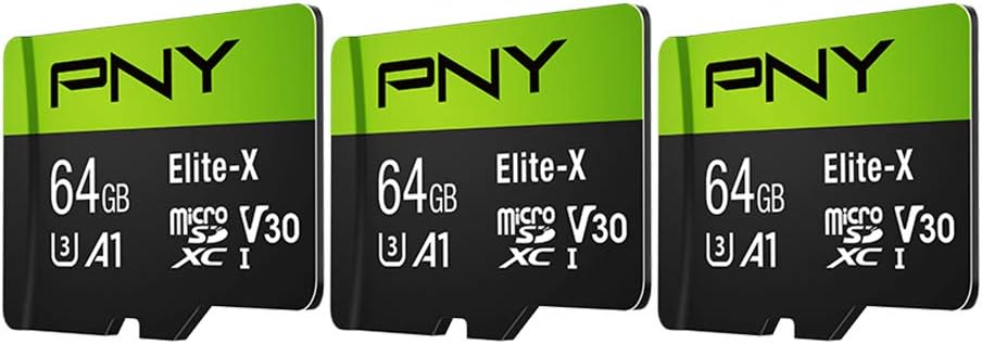 PNY 64GB Elite-X Class 10 U3 V30 microSDXC Flash Memory Card 3-Pack - 100MB/s, Class 10, U3, V30, A1, 4K UHD, Full HD, UHS-I, micro SD: Computers & Accessories