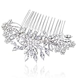 EVER FAITH Bridal Flower Snowflake Hair Comb Clear Austrian Crystal