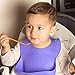 Silicone Baby Bib with Pocket Set of 3 - Waterproof Bibs for Boys and Girls Comfortable for Babies and Toddlers with Large Food Catcher Easily Wiped Clean Roll Up to Travel (Blue Green Purple)