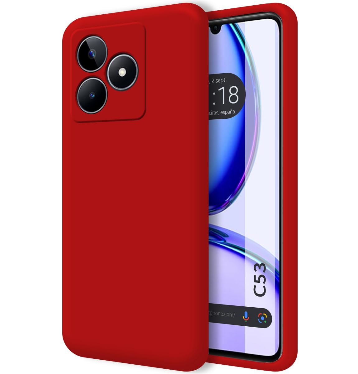 Tumundosmartphone Ultra Soft Liquid Silicone Case for Realme C53 Red