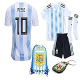 Argentina World Cup 2018 18 Kid Youth Replica L. Messi Jersey Kit : Shirt, Short, Socks, Bag, PVC Key (L. Messi, Size K24 (7-8 Yrs Old Approx.))