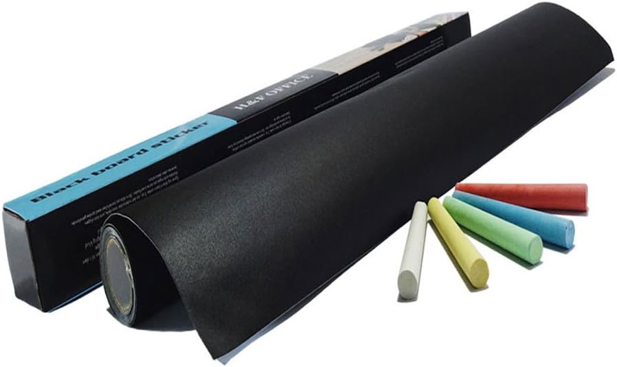 Self Adhesive Chalkboard Paper - SummerZee DIY Wall Mount Stickers a Roll 17.7" x 78.7" Blackboard Wallpaper With 5 Chalk for School/ Office/ Home/ Kid/ Art/ Decoration