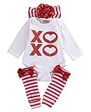 Baby Boys Girls Christmas Outfit 3PCS Xmas Suit Romper Pajamas Headband Leggings (6~12months, white)