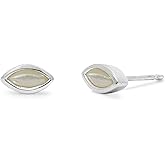 Boma Jewelry Sterling Silver White Mother of Pearl Marquise Stud Earrings