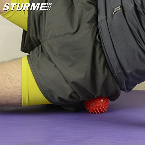 STURME X14 Massage Ball Spiky for Deep Tissue Foot, Back, Plantar Fasciitis and All Over Body Deep Tissue Muscle Therapy - Includes Free Tutorial and Holder Ball Bag (Green+Red), Green+red