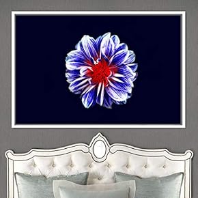 signwin Framed Canvas Wall Art Blue Flower Portrait...