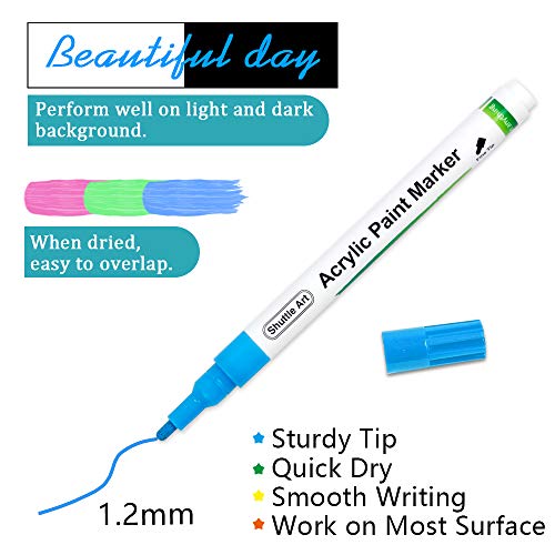 Paint Pens, Shuttle Art 30 Colors Acrylic Paint Markers, LowOdor Water