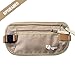 Egoz Cashew Travel Gear Money Belt RFID Undercover Waist Bag Hidden Pouch Secures Cash Cards Passport Tickets 2 Zip Pockets, Adjustable Strap Side Clip Washable Light Slim Comfortable Delux(Beige)