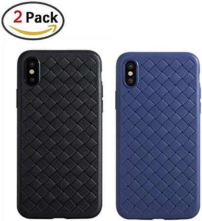 Himi Weave Case, Grid Shell for Apple iPhone X - Set of 2 - Woven Case for Apple iPhone 10 With Thermal Dissipation Facilitated, Stylish Frosted Polish Texture （ Black + Blue ）
