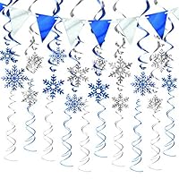 KALEFO 43PCS Christmas Decorations Snowflake Decorations Hanging Swirl Christmas Ornaments for Winter Wonderland Frozen Birthday Party Supplies Winter Decorations Holiday Party Supplies