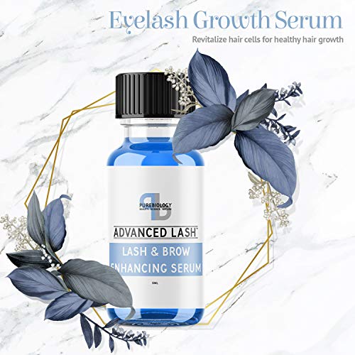Pure Biology Eyelash Growth Serum & Eyebrow Enhancer - Biotin, Green Tea, Panax Ginseng, Natural DHT Blockers & Breakthrough Hair Growth Stimulating Complex - Men & Women - Applicators Incl.