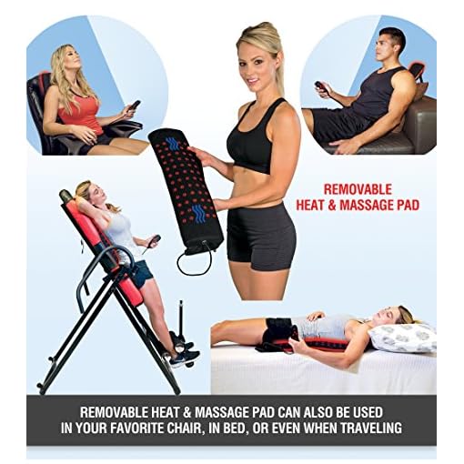 Health Gear ITM5500 Advanced Technology Inversion Table With Vibro Massage & Heat - Heavy Duty up to 300 lbs., Black/Red - Image 5