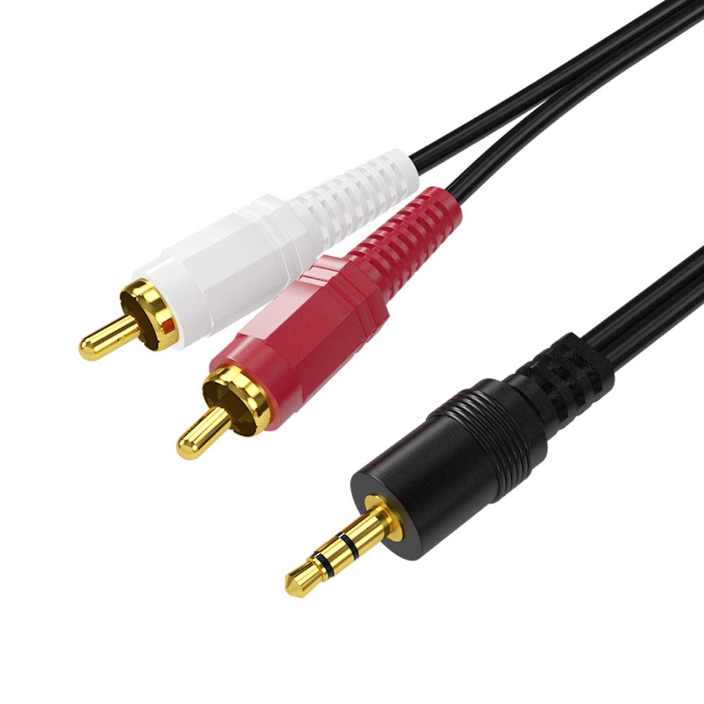 iYueMps 3.5mm to 2RCA Audio Cable - 3m/10ft, 3.5mm Male to 2RCA Male Y Cable (Red/White, Stereo Audio) Compatible with DJ Controller, Speaker, Turntable, TV, Car Stereo, Hi-Fi Amplifier