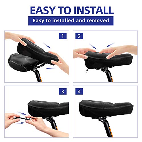 ANZOME Bike Seat Cushion, Exercise Bike Seat Cover, Wide Foam & Extra