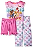 Nickelodeon Little Girls' Toddler Paw Patrol 3-Piece Pajama Set, Pink, 3T