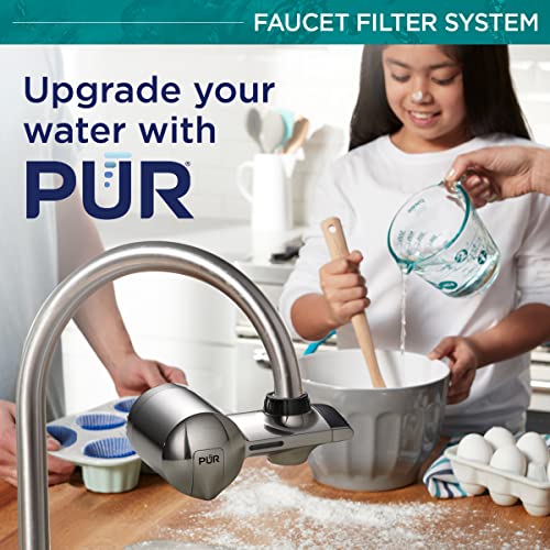 PUR PLUS Faucet Mount Water Filtration System, Stainless Steel